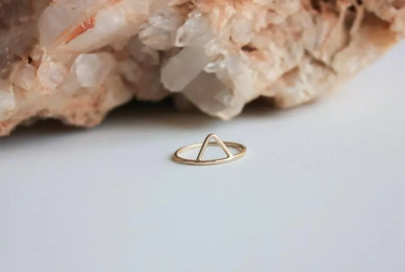 Gold midi ring  Triangle ring  Knuckle ring  Stacking rings  Midi rings  Gold ring  Stacking rings (2)