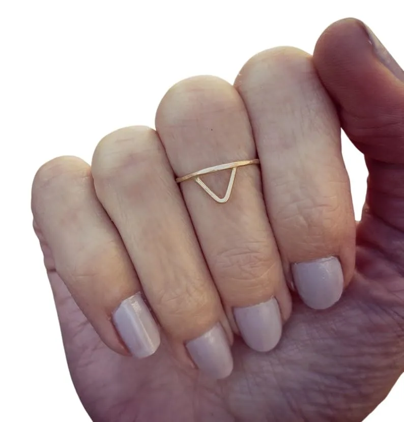 Gold midi ring  Triangle ring  Knuckle ring  Stacking rings  Midi rings  Gold ring  Stacking rings (2)