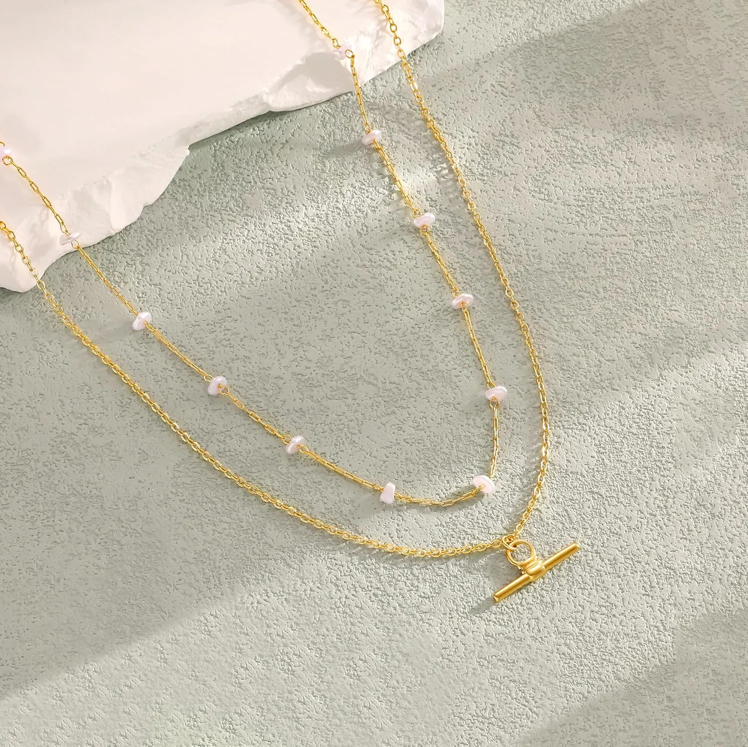 Gold Necklaces for Women - Dainty Gold Charm Necklace 14K Gold Plated Choker Necklace Set for Women