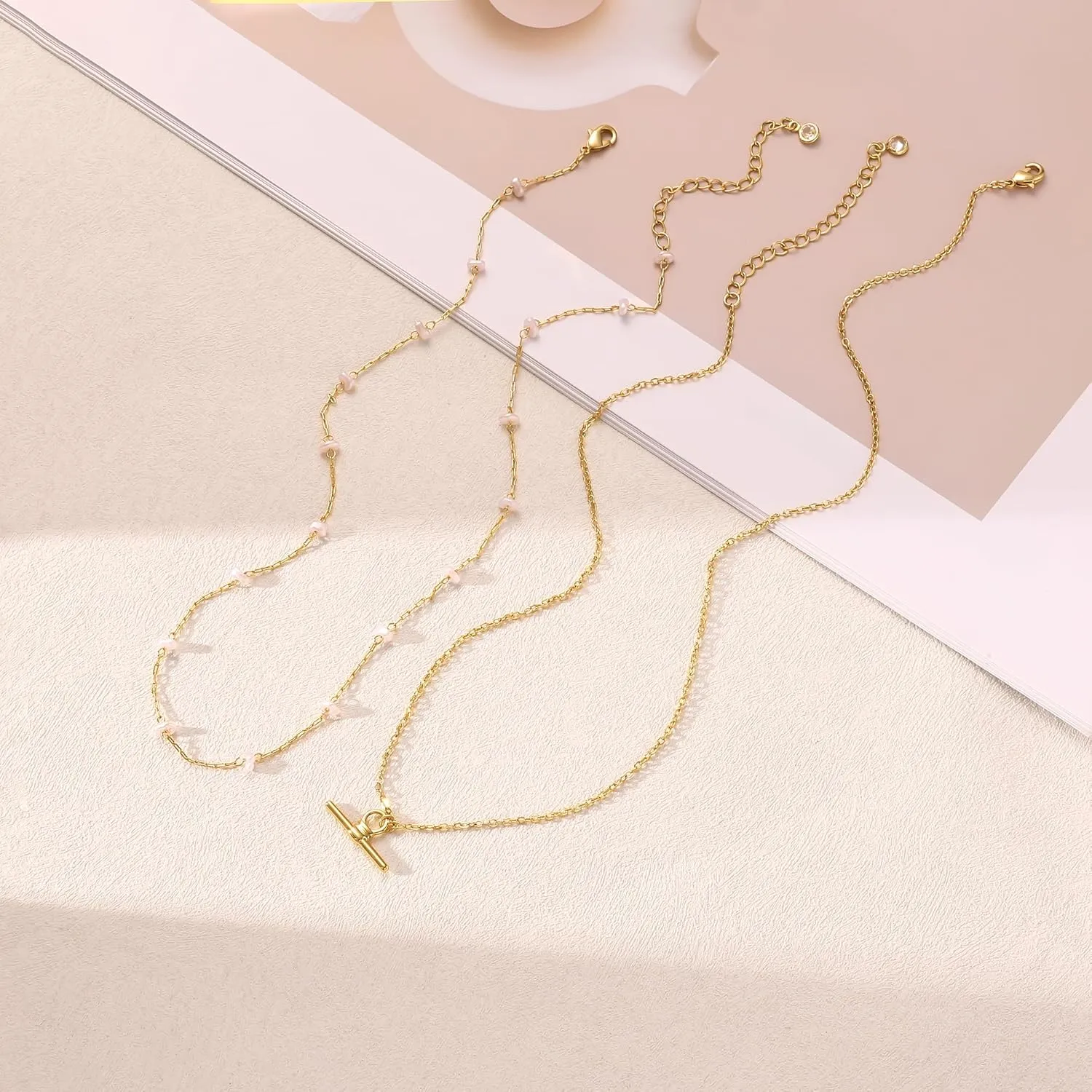 Gold Necklaces for Women - Dainty Gold Charm Necklace 14K Gold Plated Choker Necklace Set for Women