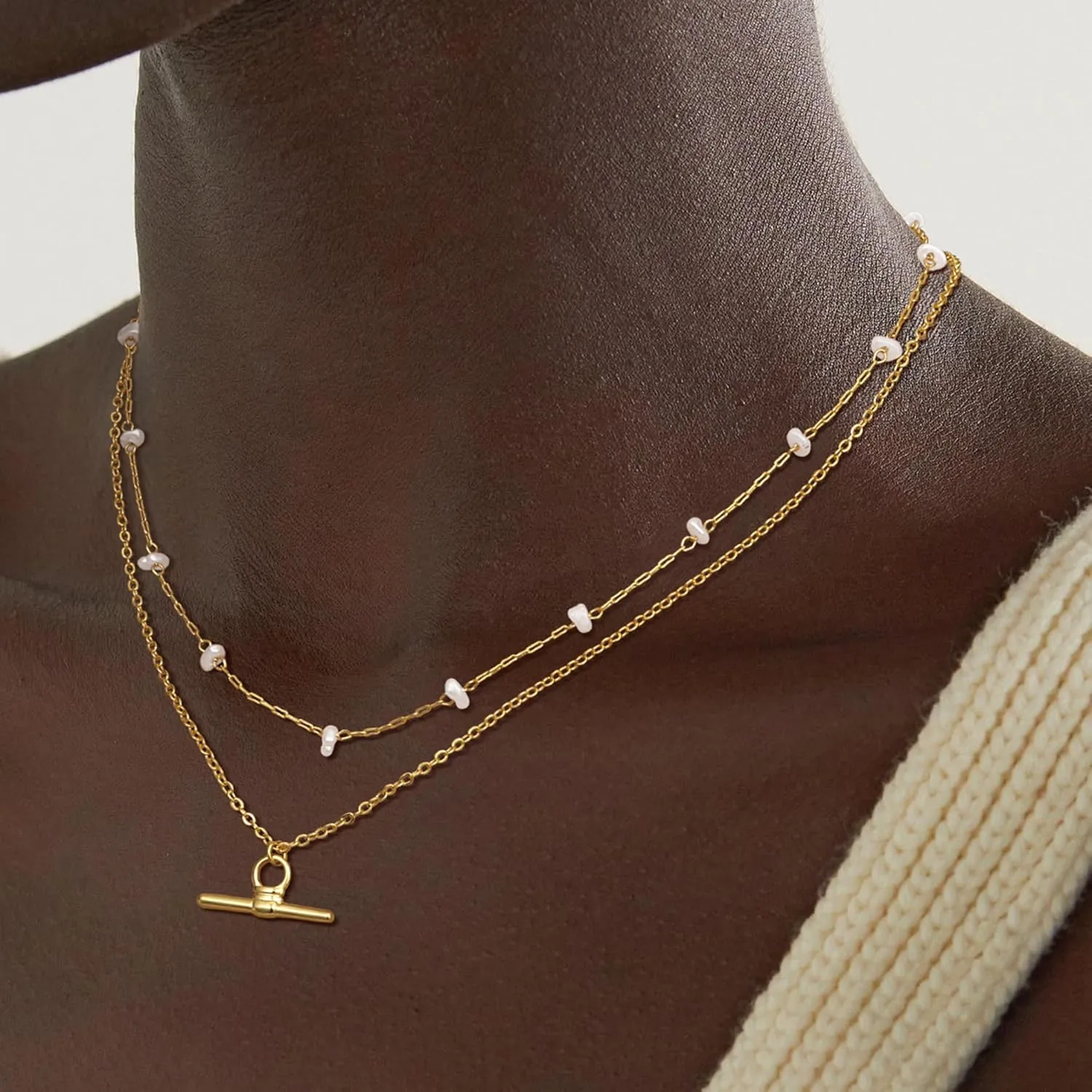 Gold Necklaces for Women - Dainty Gold Charm Necklace 14K Gold Plated Choker Necklace Set for Women