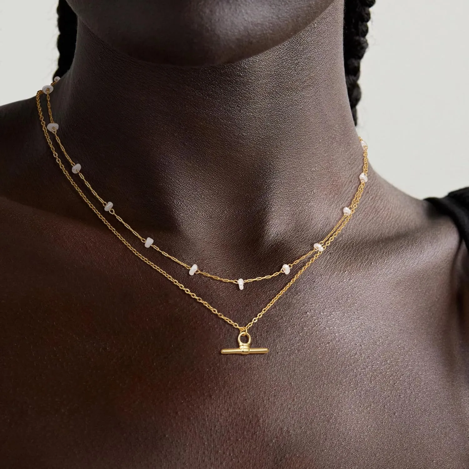 Gold Necklaces for Women - Dainty Gold Charm Necklace 14K Gold Plated Choker Necklace Set for Women