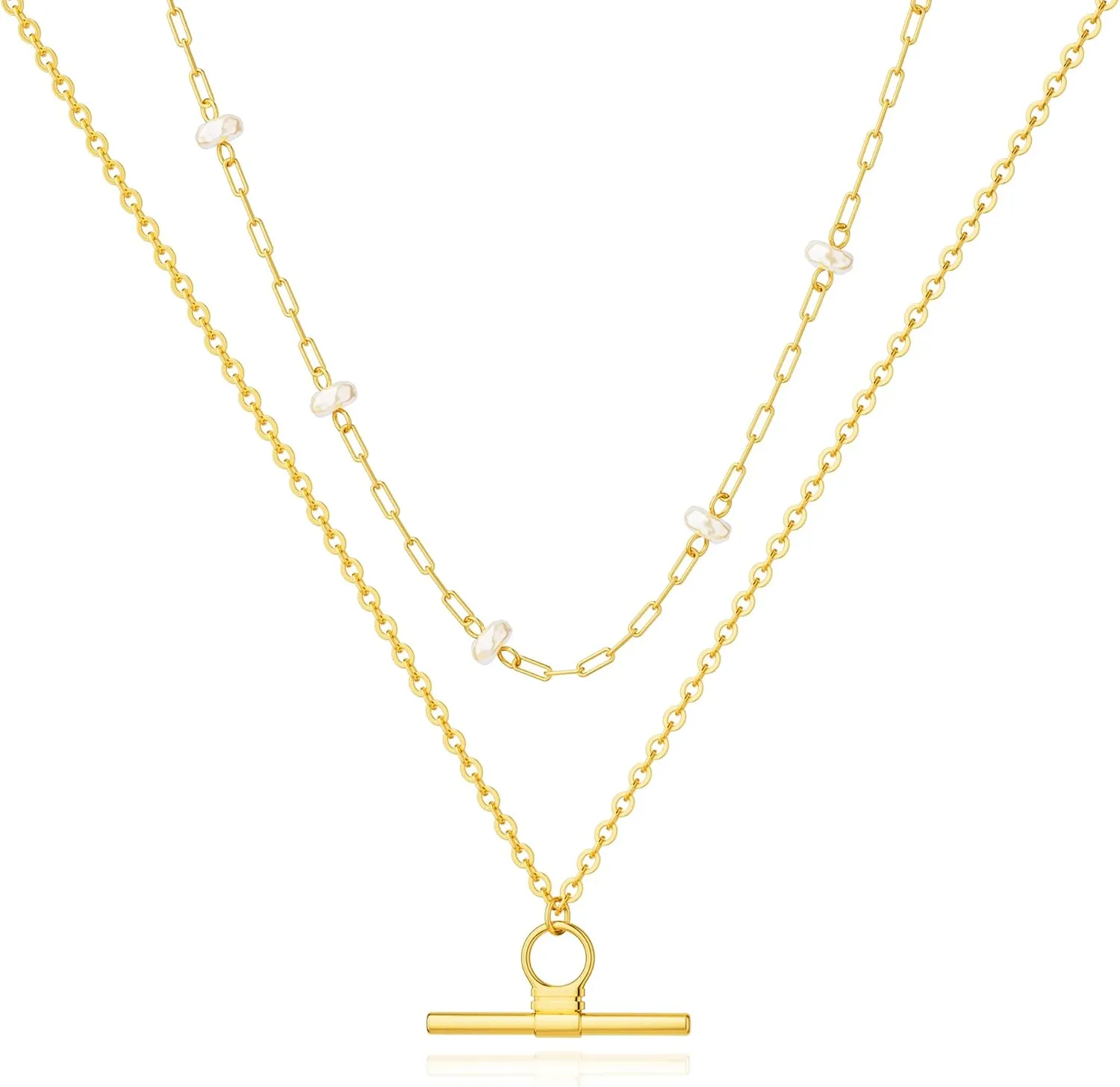 Gold Necklaces for Women - Dainty Gold Charm Necklace 14K Gold Plated Choker Necklace Set for Women
