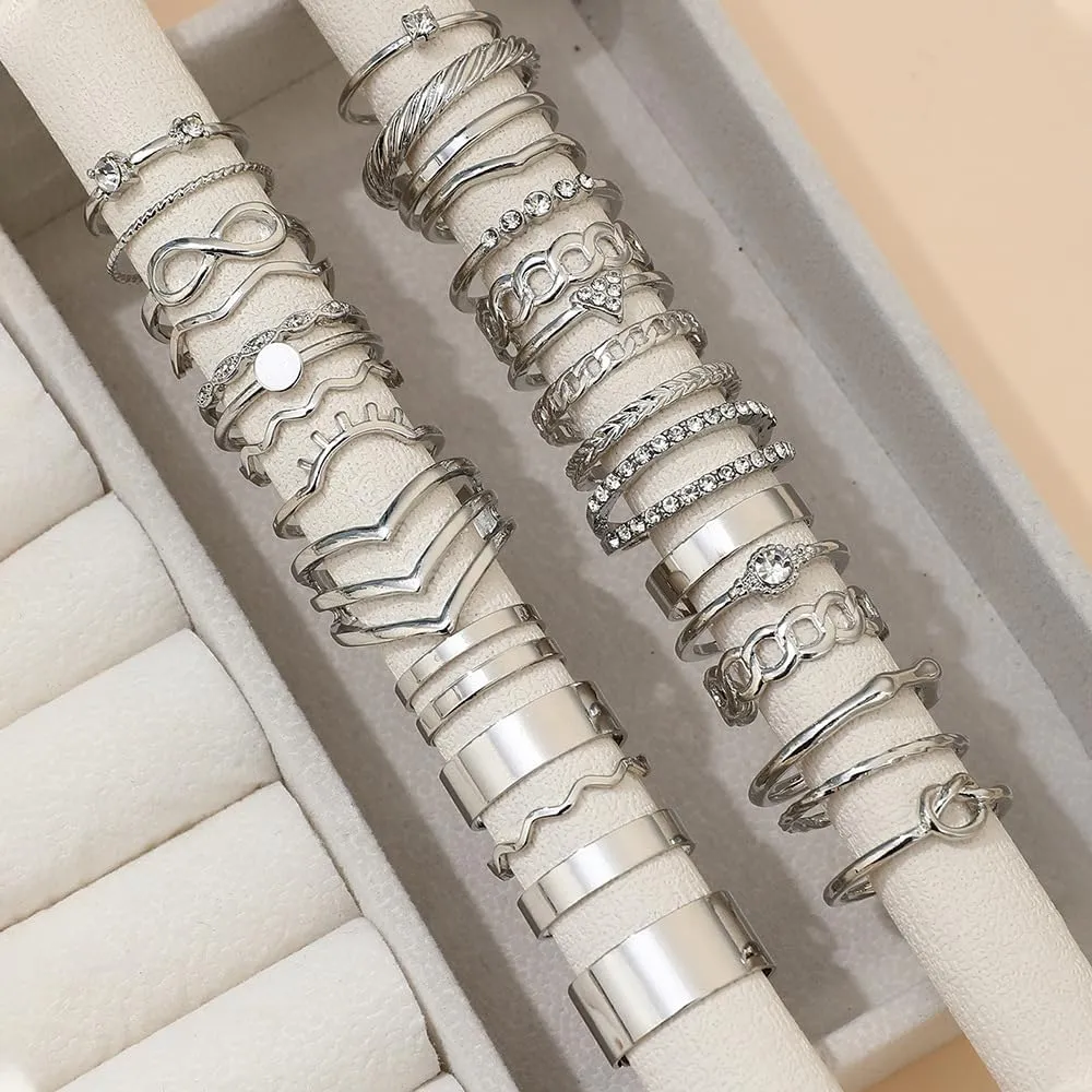 Gold Rings Set for Women Non Tarnish Gold Rings Dainty Cubic Zirconia Stackable Knuckle Rings Vintage Boho Joint Finger Midi Rings for Women Jewelry
