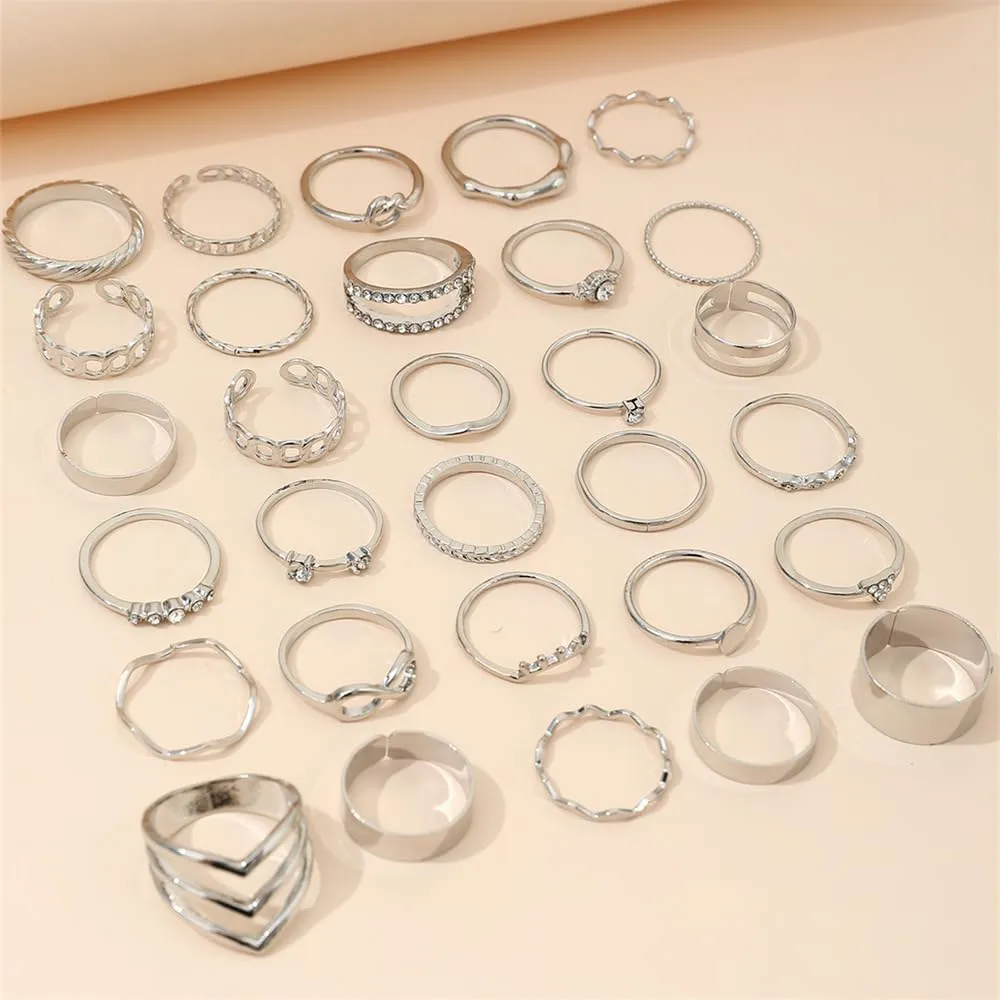 Gold Rings Set for Women Non Tarnish Gold Rings Dainty Cubic Zirconia Stackable Knuckle Rings Vintage Boho Joint Finger Midi Rings for Women Jewelry