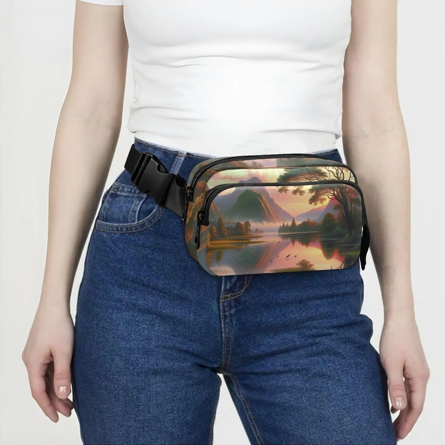 Golden Valley Tranquil Twilight Women Fanny Packs Waterproof Large Hip Belt Bag Trendy Waist Pack for Women