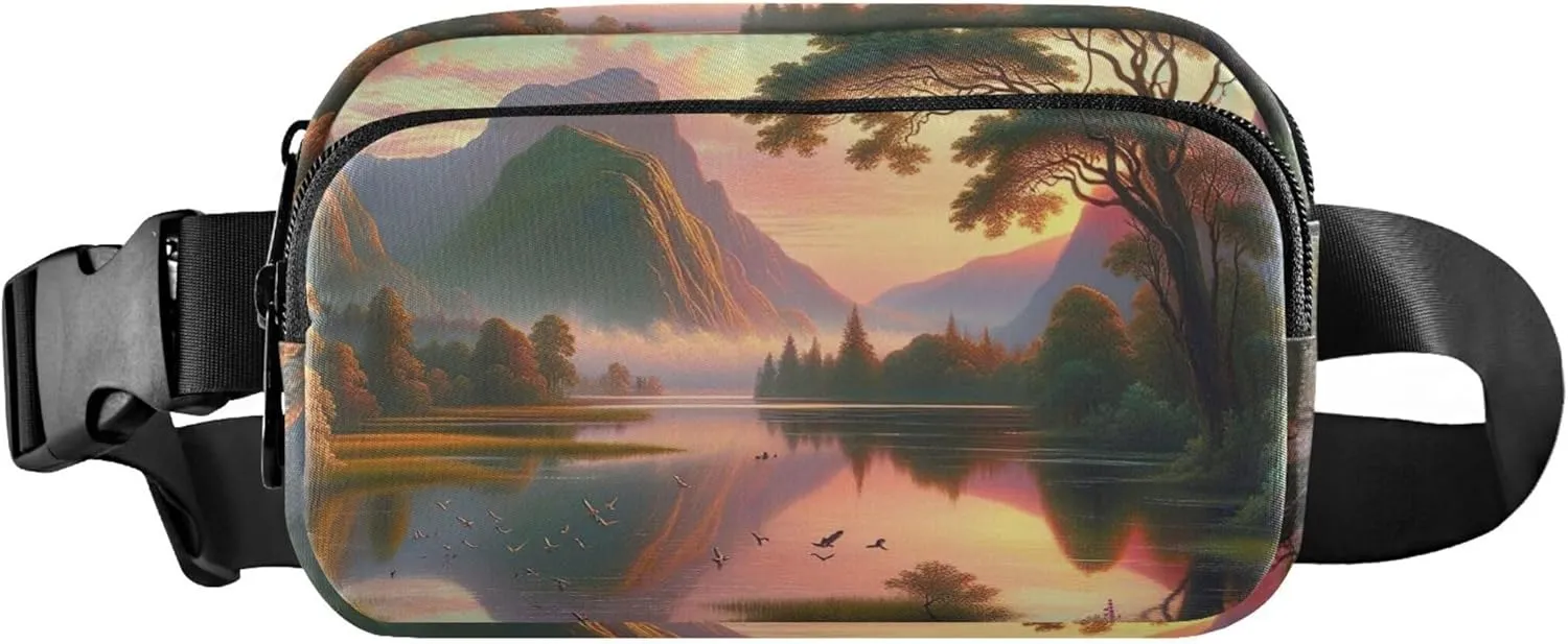 Golden Valley Tranquil Twilight Women Fanny Packs Waterproof Large Hip Belt Bag Trendy Waist Pack for Women