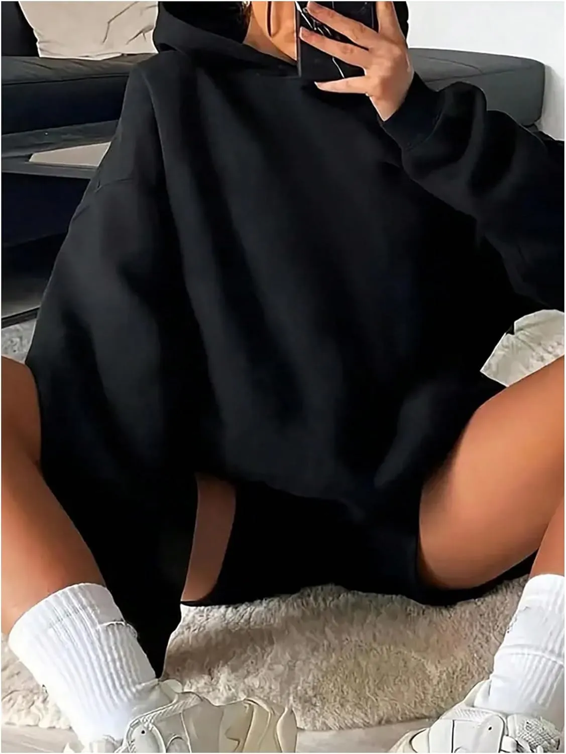 GORGLITTER Women's Plus Size Oversized Graphic Hoodies Drawstring Long Sleeve Loose Hooded Sweatshirts