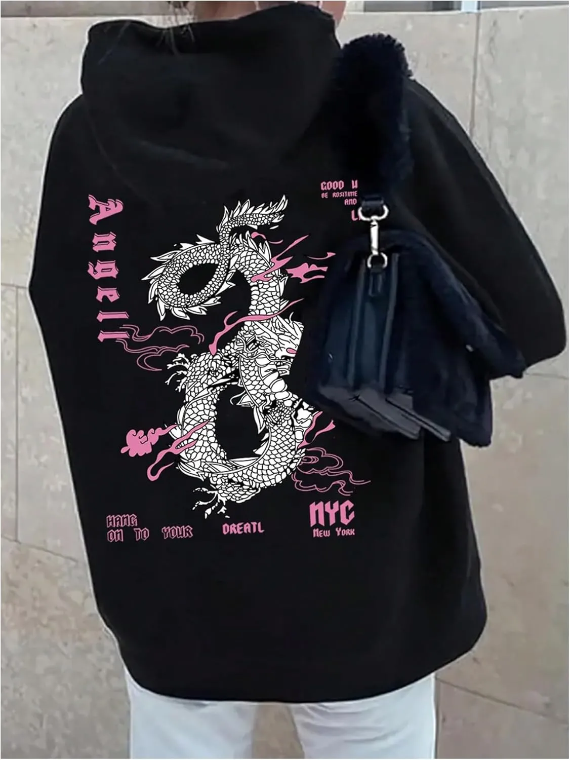 GORGLITTER Women's Plus Size Oversized Graphic Hoodies Drawstring Long Sleeve Loose Hooded Sweatshirts