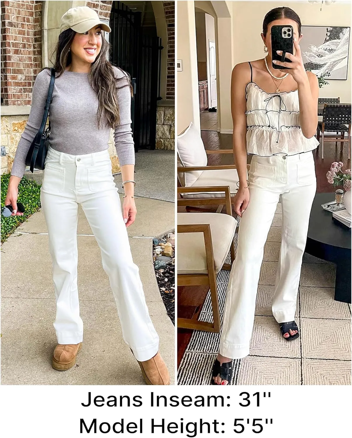 GRAPENT Wide Leg Jeans for Women High Waisted Flare Trendy Stretchy Denim Pants Duo Pockets Trouser Jeans