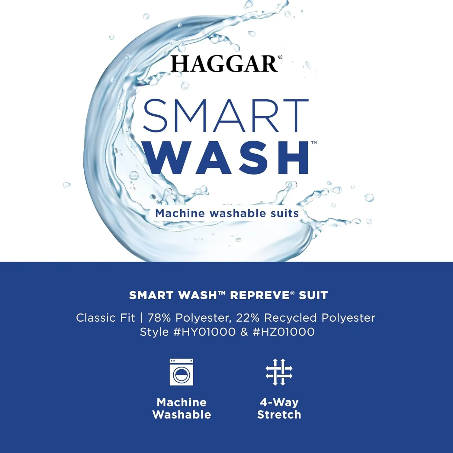 Haggar Men's Smart Wash Premium Stretch Classic Fit Regular and Big & Tall Suit Separates(Pants & Jackets)