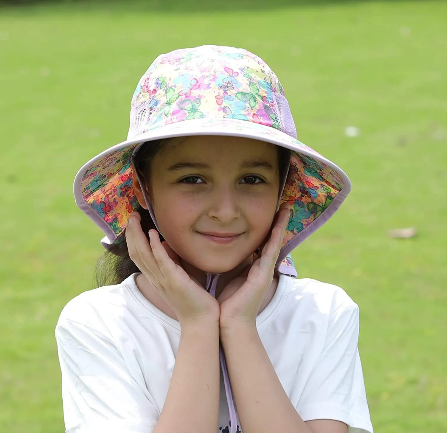 icolor Kids Sun Hat UPF50  Sun Protection Bucket Hat Toddler Summer Beach Play Hats with Neck Flap for Girl Boy Ages 3~10