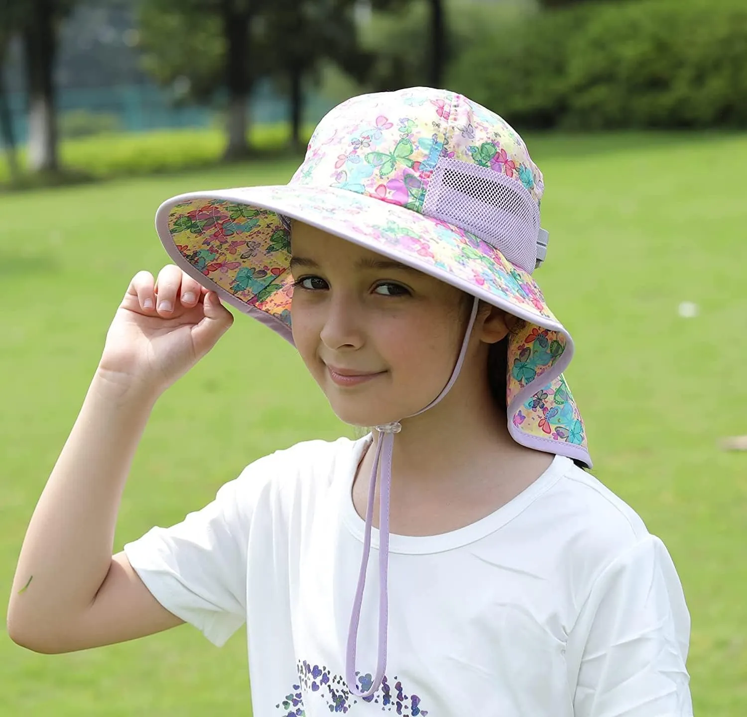 icolor Kids Sun Hat UPF50  Sun Protection Bucket Hat Toddler Summer Beach Play Hats with Neck Flap for Girl Boy Ages 3~10