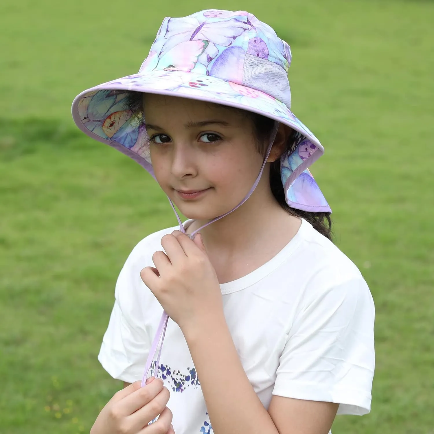 icolor Kids Sun Hat UPF50  Sun Protection Bucket Hat Toddler Summer Beach Play Hats with Neck Flap for Girl Boy Ages 3~10