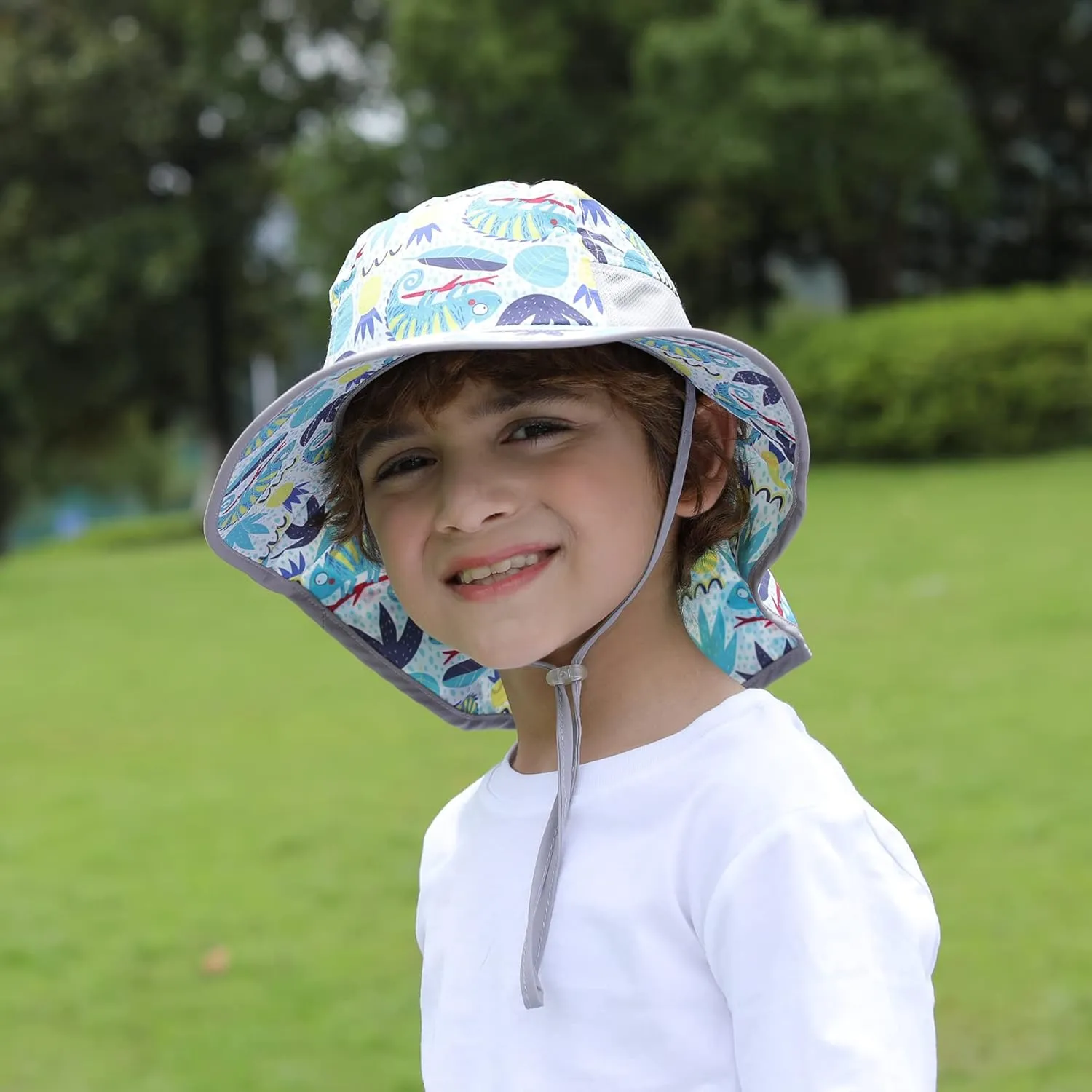 icolor Kids Sun Hat UPF50  Sun Protection Bucket Hat Toddler Summer Beach Play Hats with Neck Flap for Girl Boy Ages 3~10