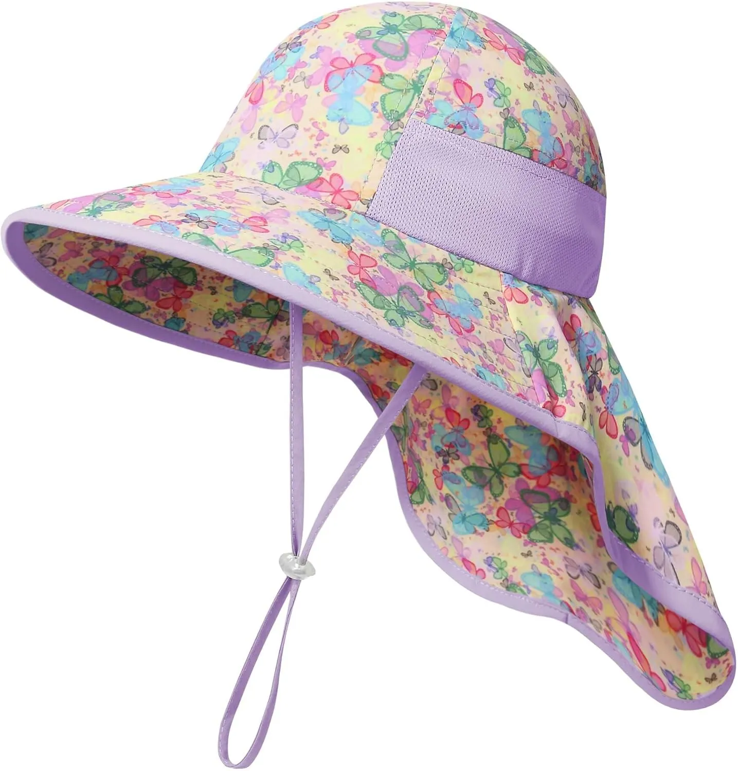 icolor Kids Sun Hat UPF50  Sun Protection Bucket Hat Toddler Summer Beach Play Hats with Neck Flap for Girl Boy Ages 3~10