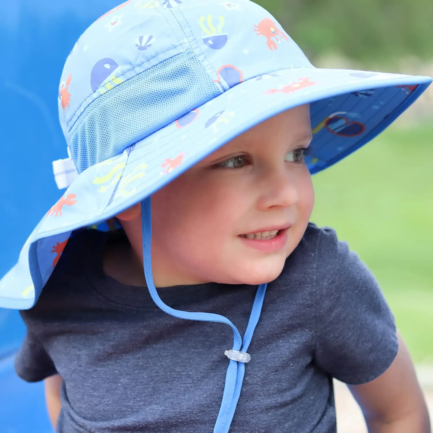 icolor Kids Sun Hat UPF50  Sun Protection Bucket Hat Toddler Summer Beach Play Hats with Neck Flap for Girl Boy Ages 3~10