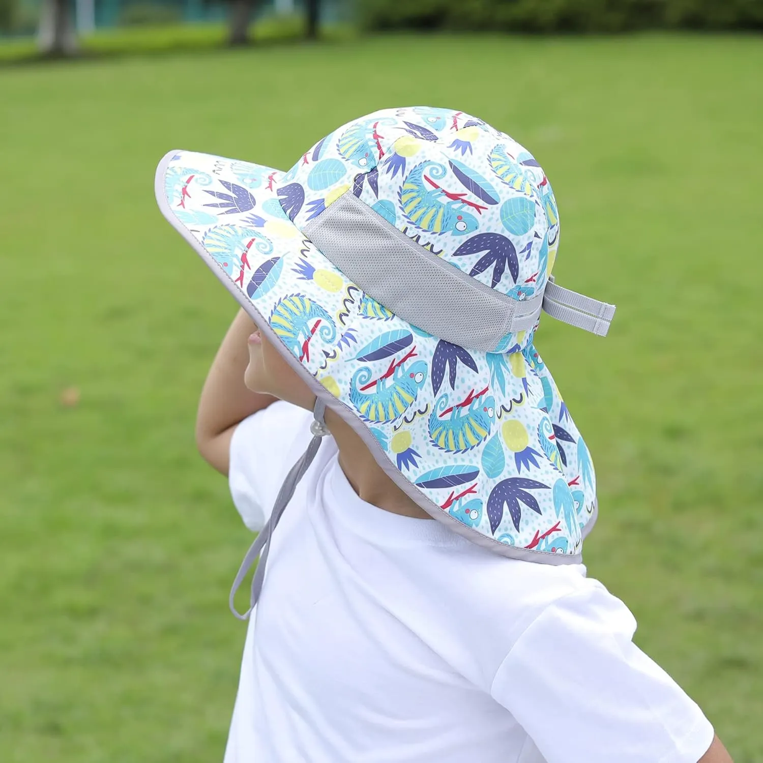 icolor Kids Sun Hat UPF50  Sun Protection Bucket Hat Toddler Summer Beach Play Hats with Neck Flap for Girl Boy Ages 3~10