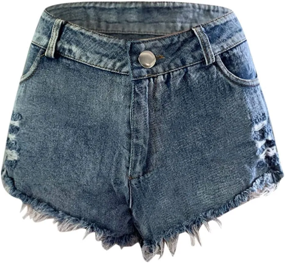 Jean Shorts for Womens High Waisted Stretchy Ripped Denim Shorts Trendy Distressed Sexy Booty Concert Outfit