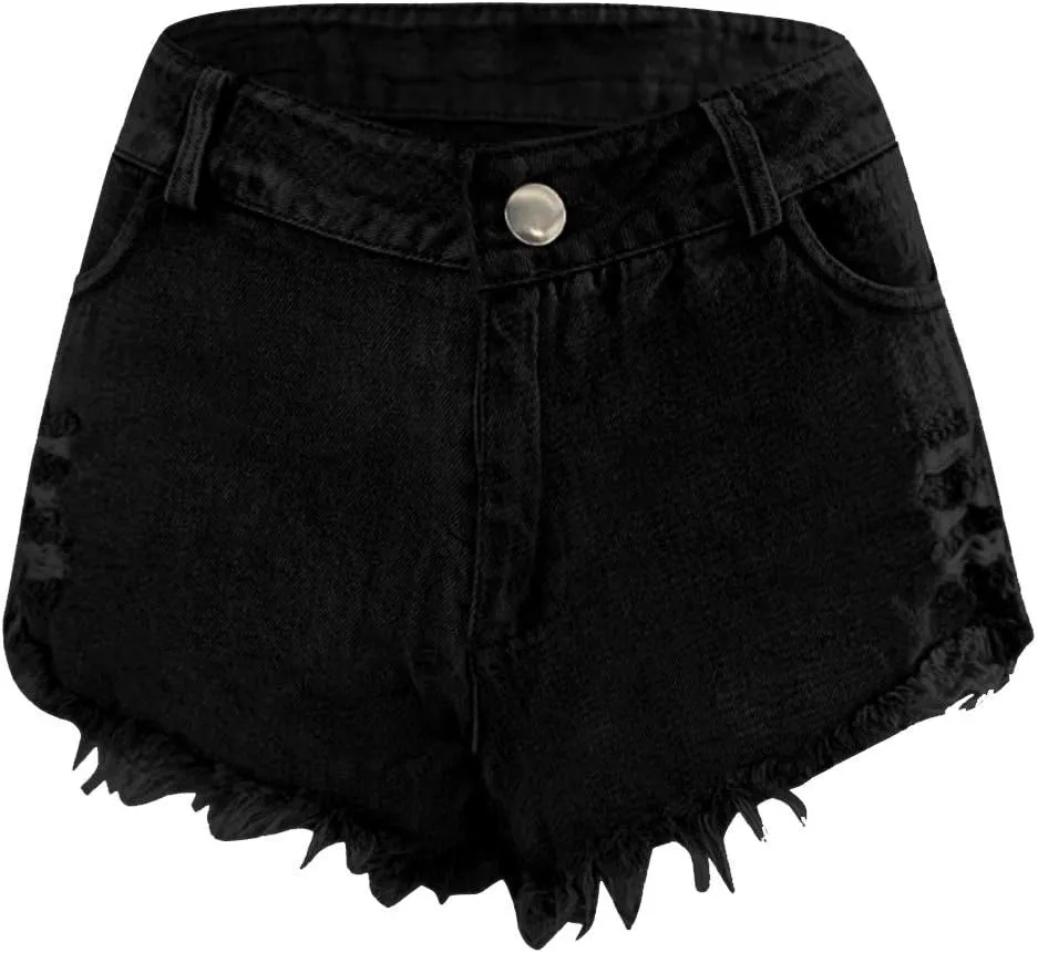 Jean Shorts for Womens High Waisted Stretchy Ripped Denim Shorts Trendy Distressed Sexy Booty Concert Outfit