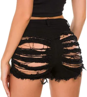 Jean Shorts for Womens High Waisted Stretchy Ripped Denim Shorts Trendy Distressed Sexy Booty Concert Outfit