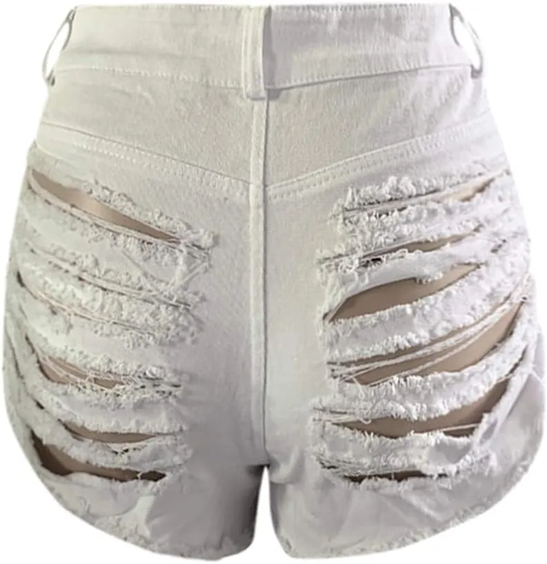 Jean Shorts for Womens High Waisted Stretchy Ripped Denim Shorts Trendy Distressed Sexy Booty Concert Outfit