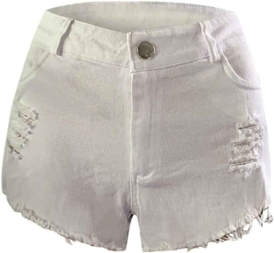 Jean Shorts for Womens High Waisted Stretchy Ripped Denim Shorts Trendy Distressed Sexy Booty Concert Outfit
