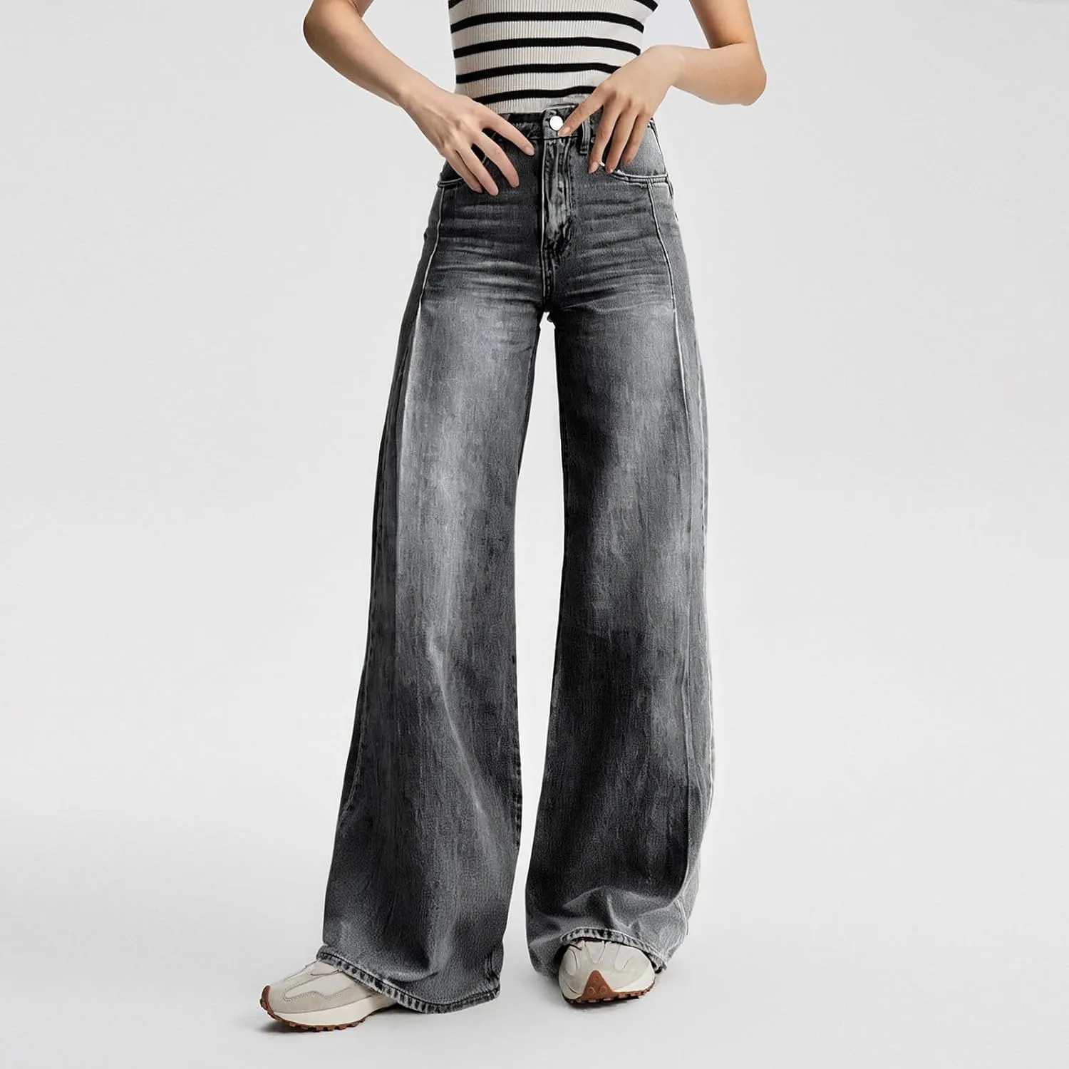Jeans Women Cargo, Flare Jeans Petite Baggy High Waisted 2025 Trendy Wide Leg Summer Trousers Stretchy