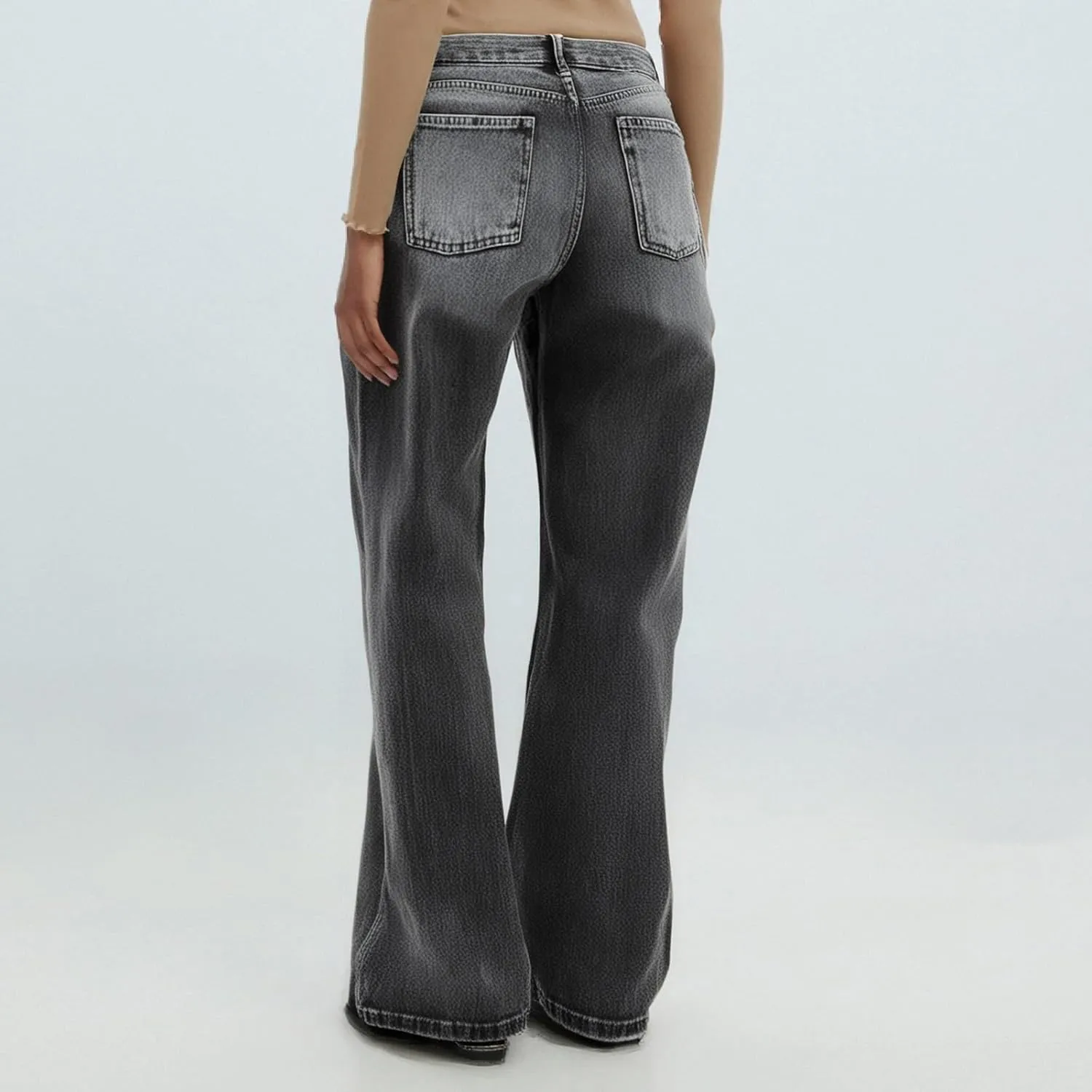 Jeans Women Cargo, Flare Jeans Petite Baggy High Waisted 2025 Trendy Wide Leg Summer Trousers Stretchy
