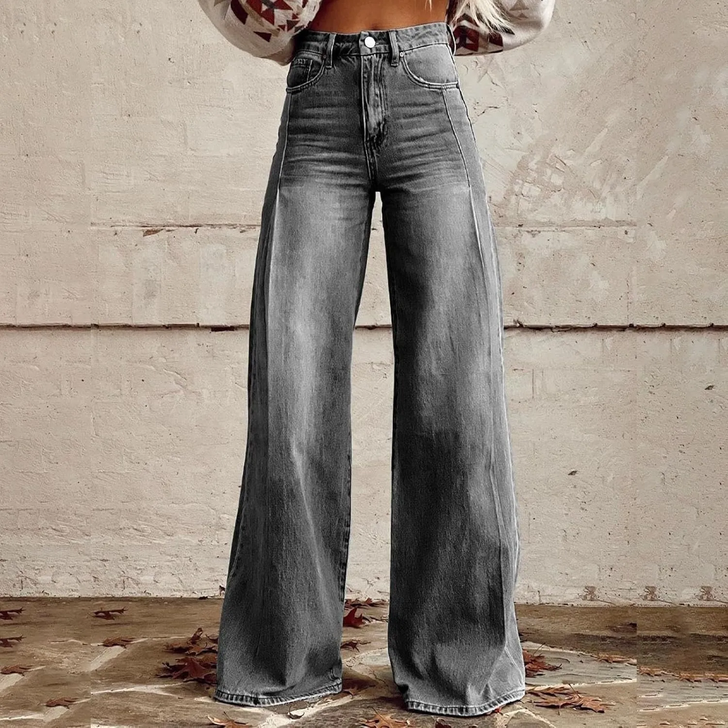 Jeans Women Cargo, Flare Jeans Petite Baggy High Waisted 2025 Trendy Wide Leg Summer Trousers Stretchy