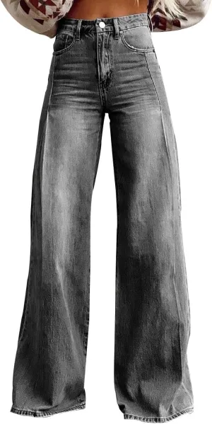 Jeans Women Cargo, Flare Jeans Petite Baggy High Waisted 2025 Trendy Wide Leg Summer Trousers Stretchy