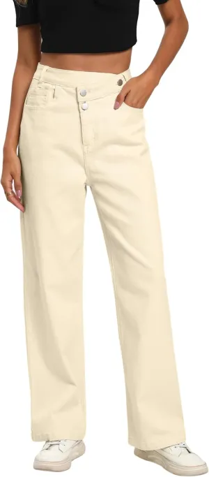 Jeans Women High Waist Wide Leg Baggy Jeans Boyfriends Stretch Denim Pants