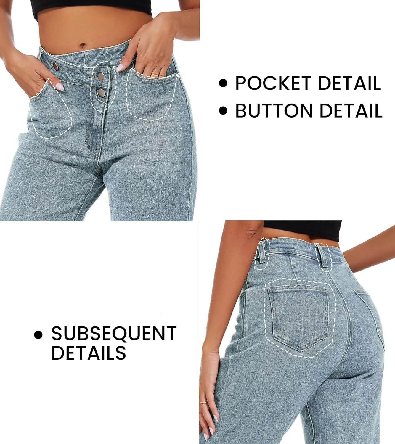 Jeans Women High Waist Wide Leg Baggy Jeans Boyfriends Stretch Denim Pants