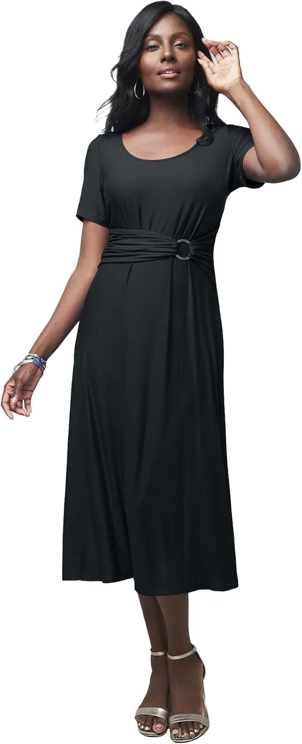 Jessica London Women's Plus Size Buckle Midi Dress