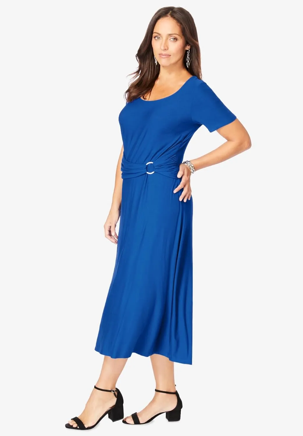 Jessica London Women's Plus Size Buckle Midi Dress