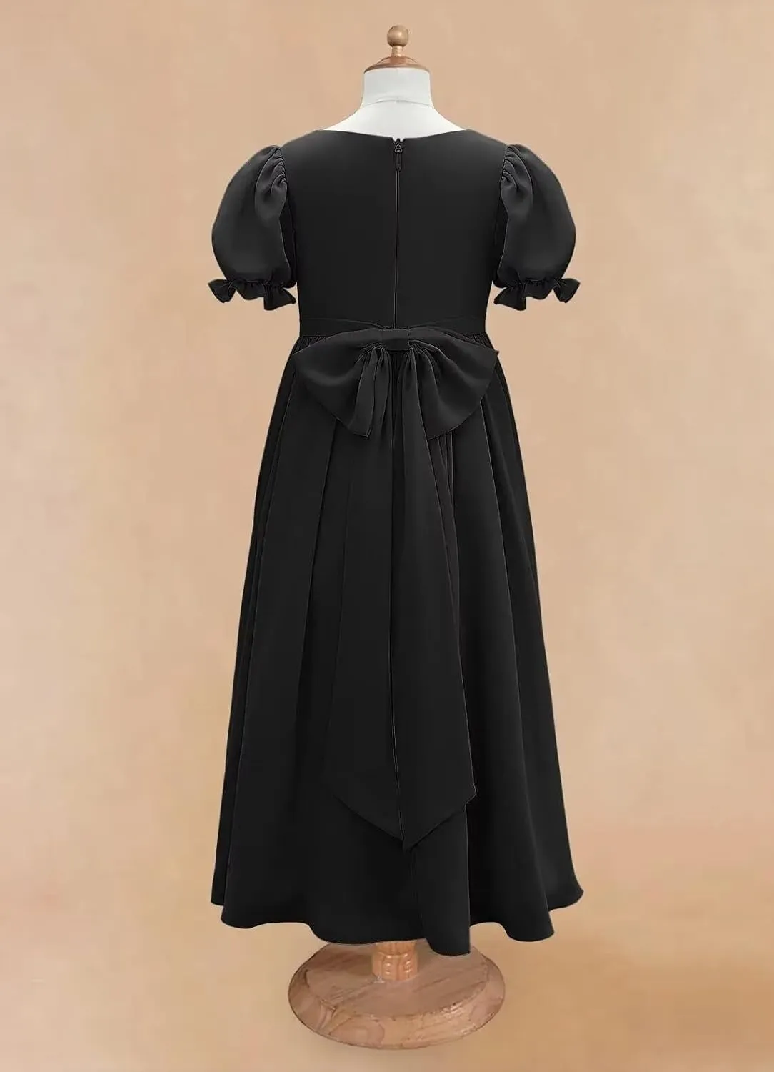 JISISANG Dresses for Girls Long Chiffon Flower Girl Dress Bridesmaid for Wedding with Sleeve Fromal Kid Dress for Teens