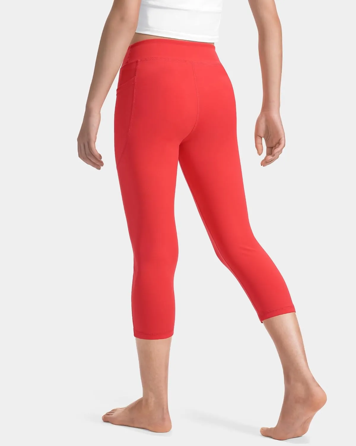 JOCMIC Girls Capri Leggings High Waisted Athletic Leggings with Pockets for Kids Dance Gymnastics Running