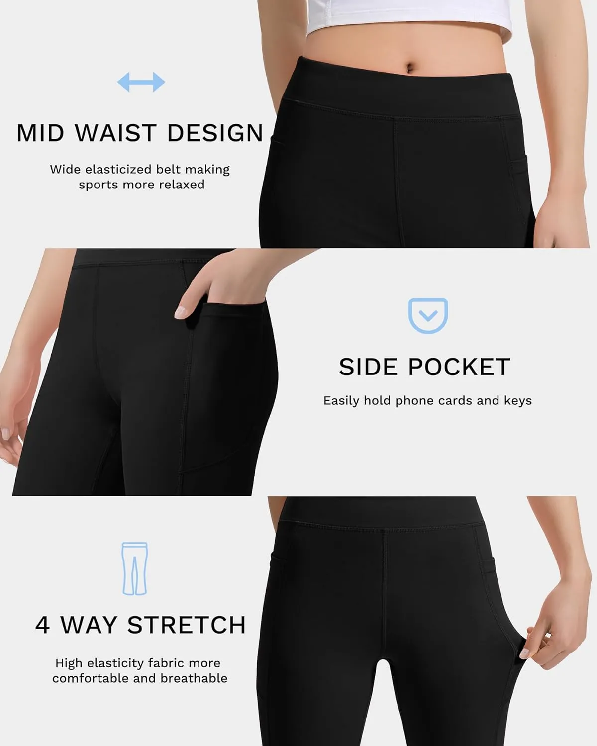 JOCMIC Girls Capri Leggings High Waisted Athletic Leggings with Pockets for Kids Dance Gymnastics Running