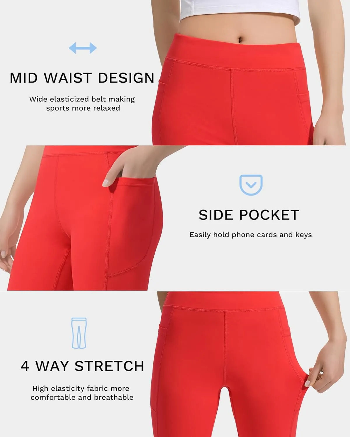JOCMIC Girls Capri Leggings High Waisted Athletic Leggings with Pockets for Kids Dance Gymnastics Running