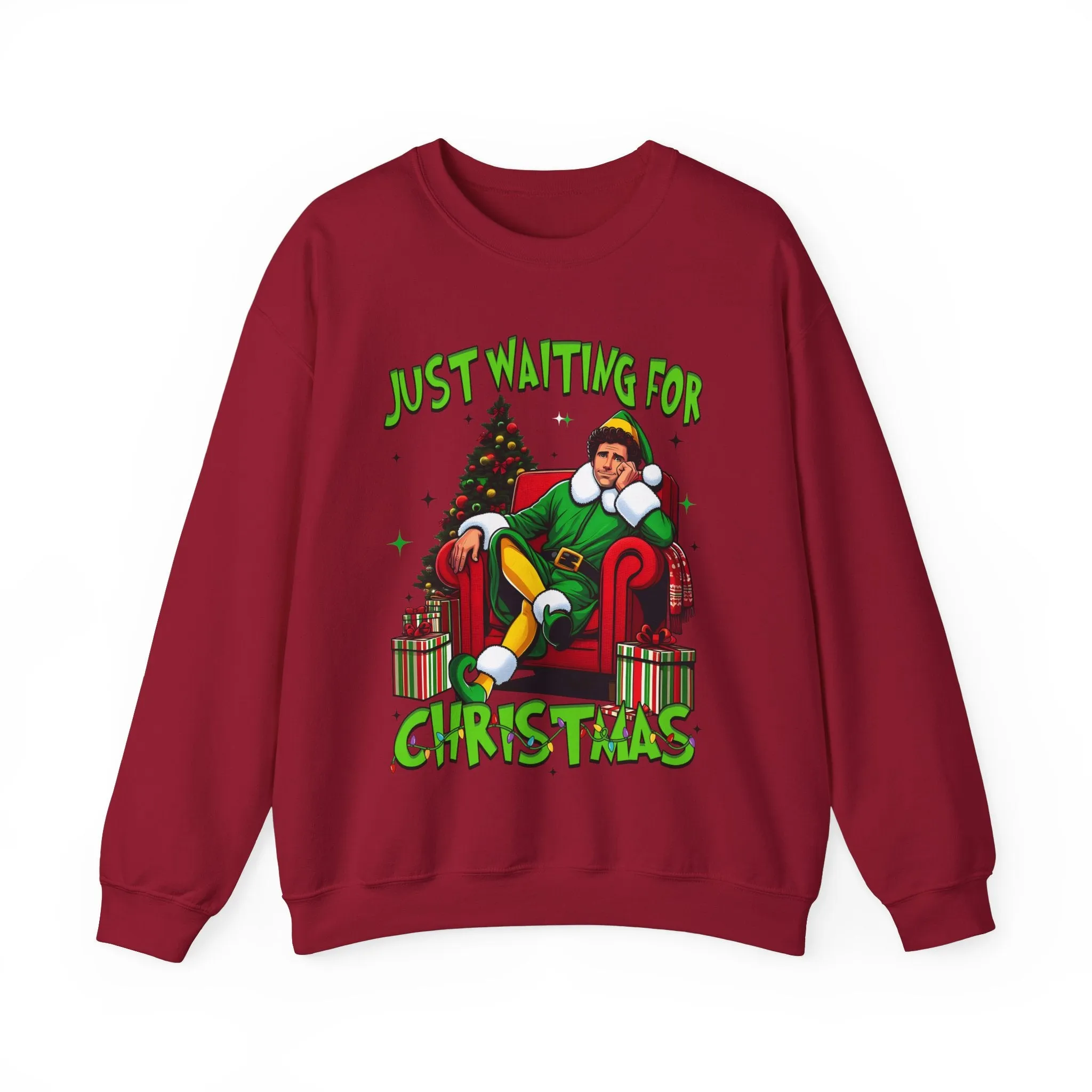 Just Waiting for Christmas Sweatshirt - Unisex Heavy Blend Crewneck for Holiday Cheer