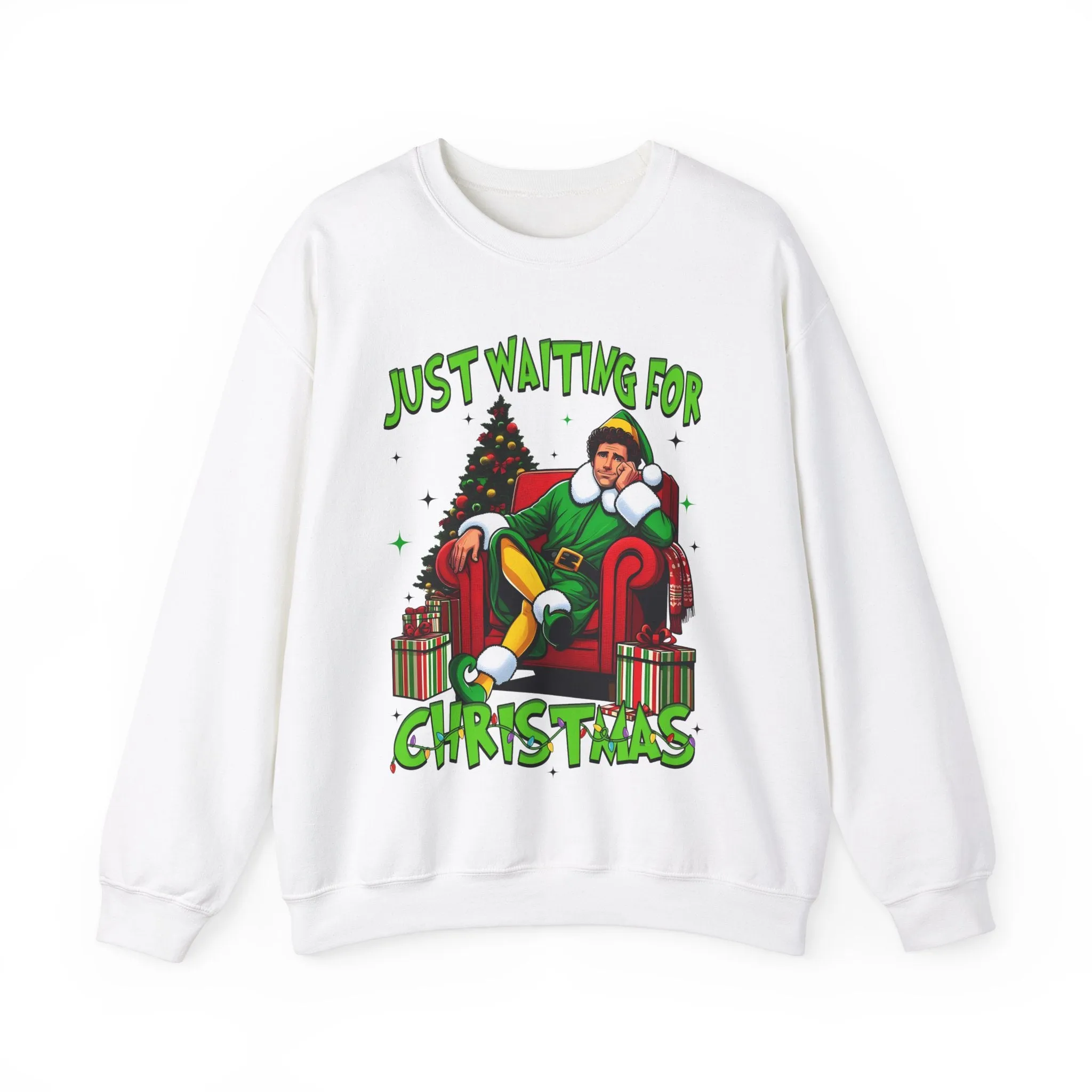 Just Waiting for Christmas Sweatshirt - Unisex Heavy Blend Crewneck for Holiday Cheer