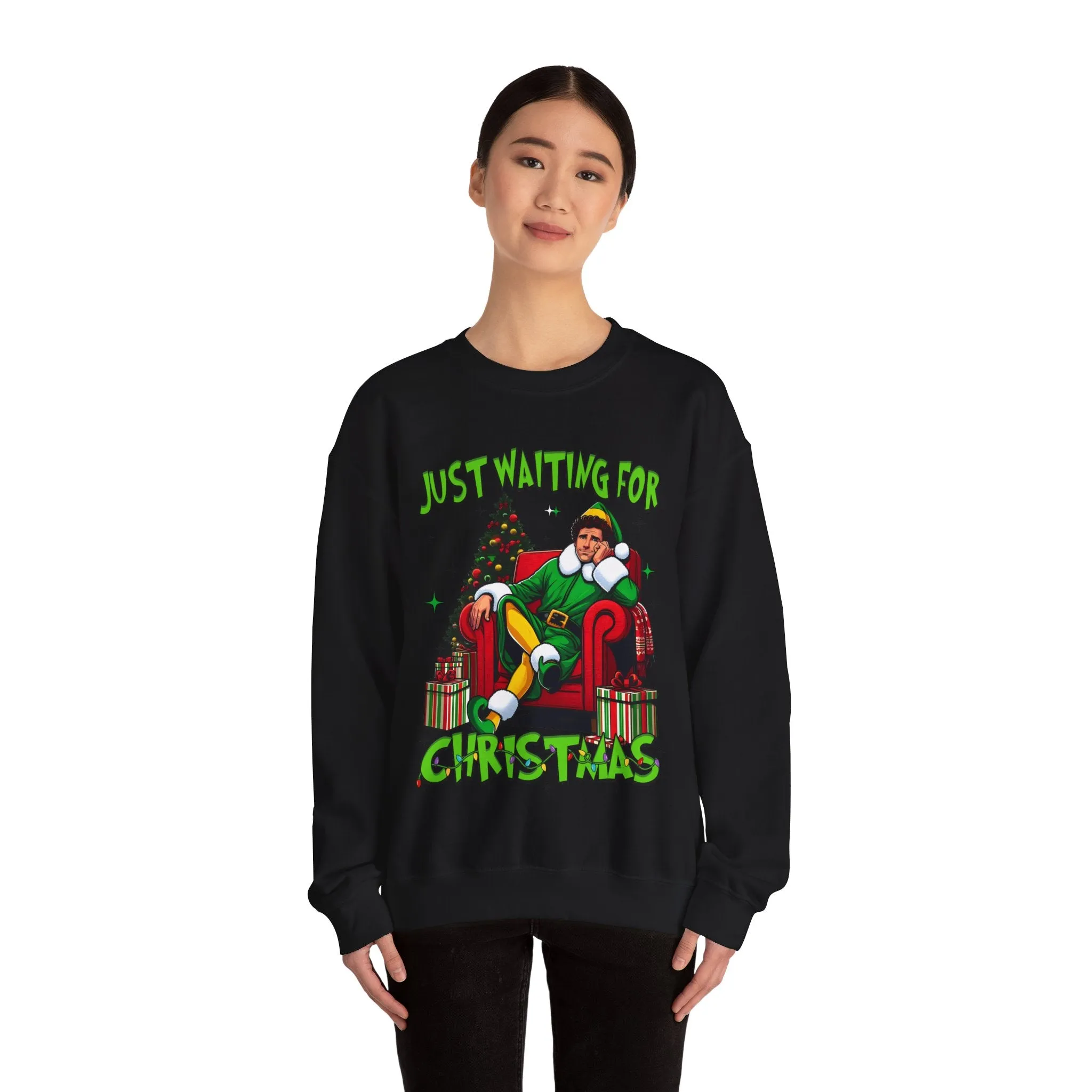 Just Waiting for Christmas Sweatshirt - Unisex Heavy Blend Crewneck for Holiday Cheer