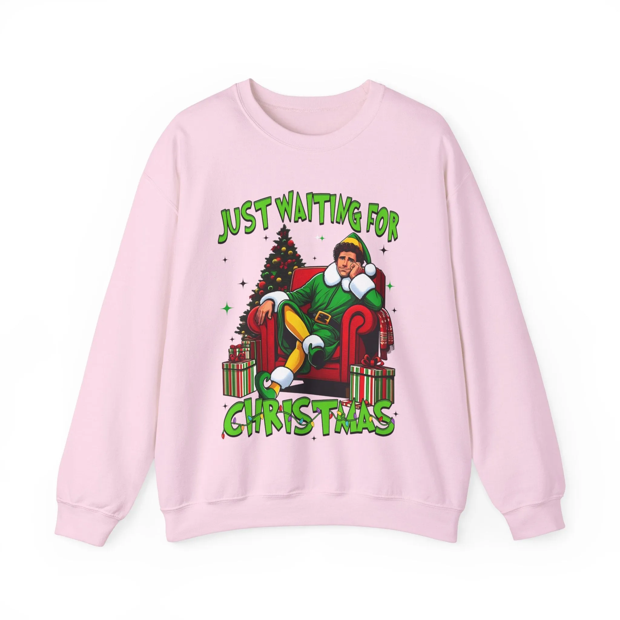 Just Waiting for Christmas Sweatshirt - Unisex Heavy Blend Crewneck for Holiday Cheer