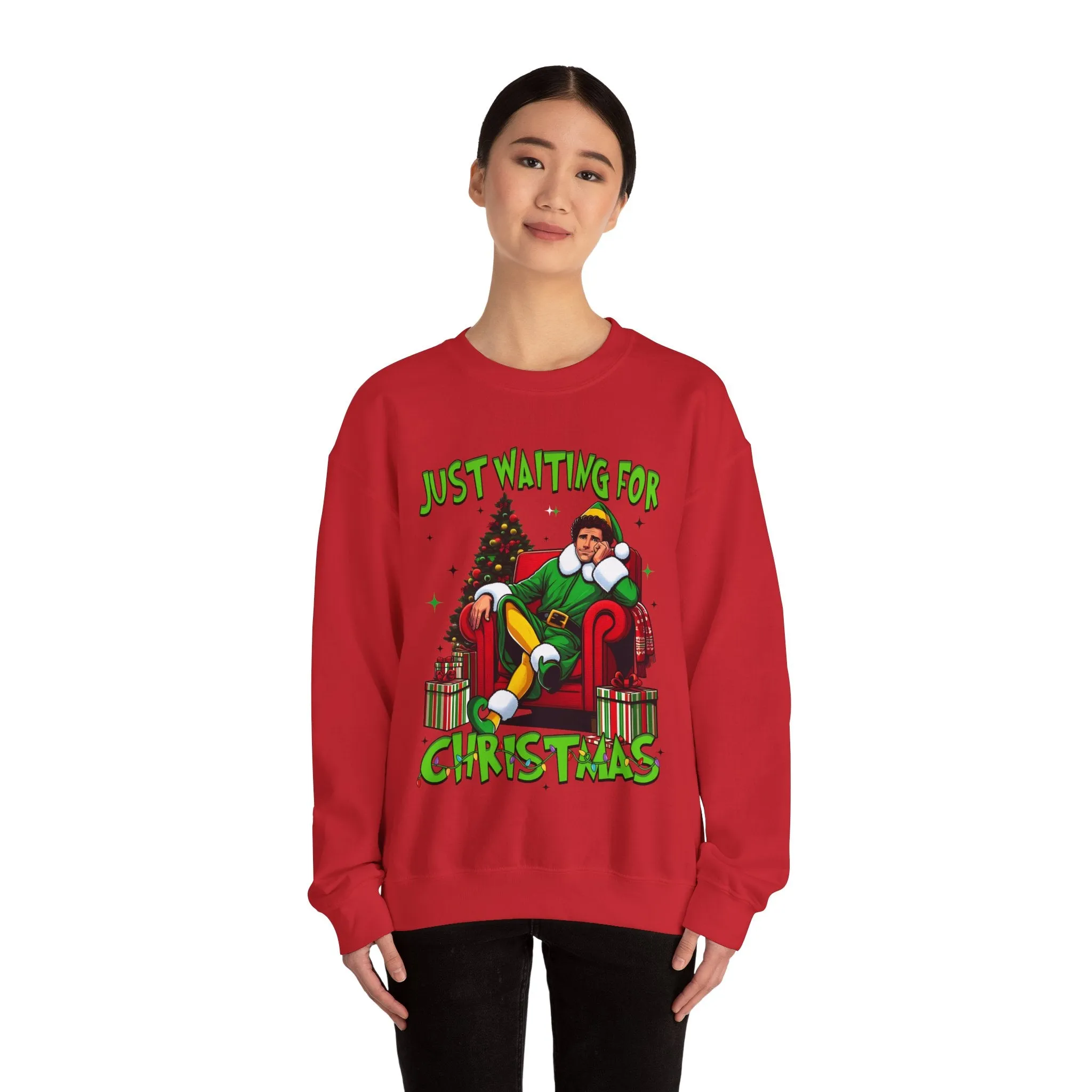 Just Waiting for Christmas Sweatshirt - Unisex Heavy Blend Crewneck for Holiday Cheer