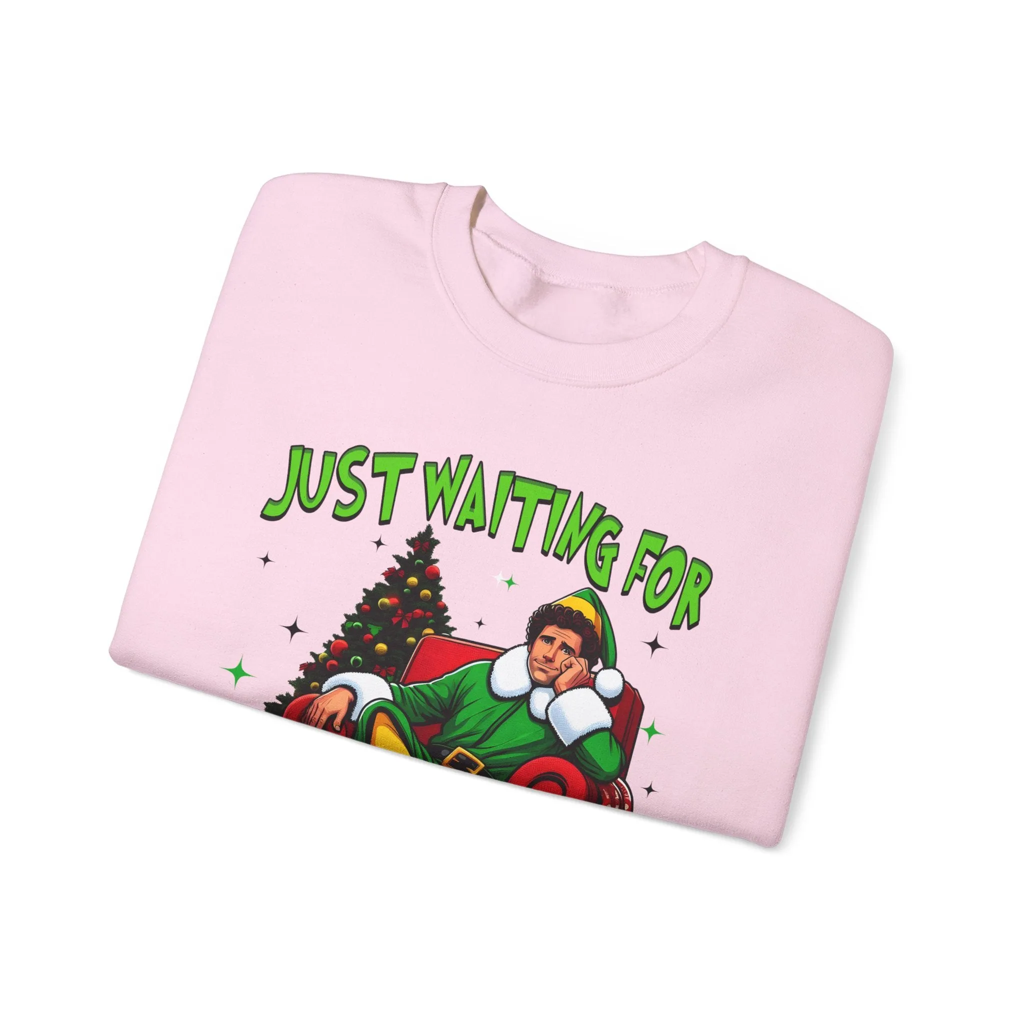 Just Waiting for Christmas Sweatshirt - Unisex Heavy Blend Crewneck for Holiday Cheer