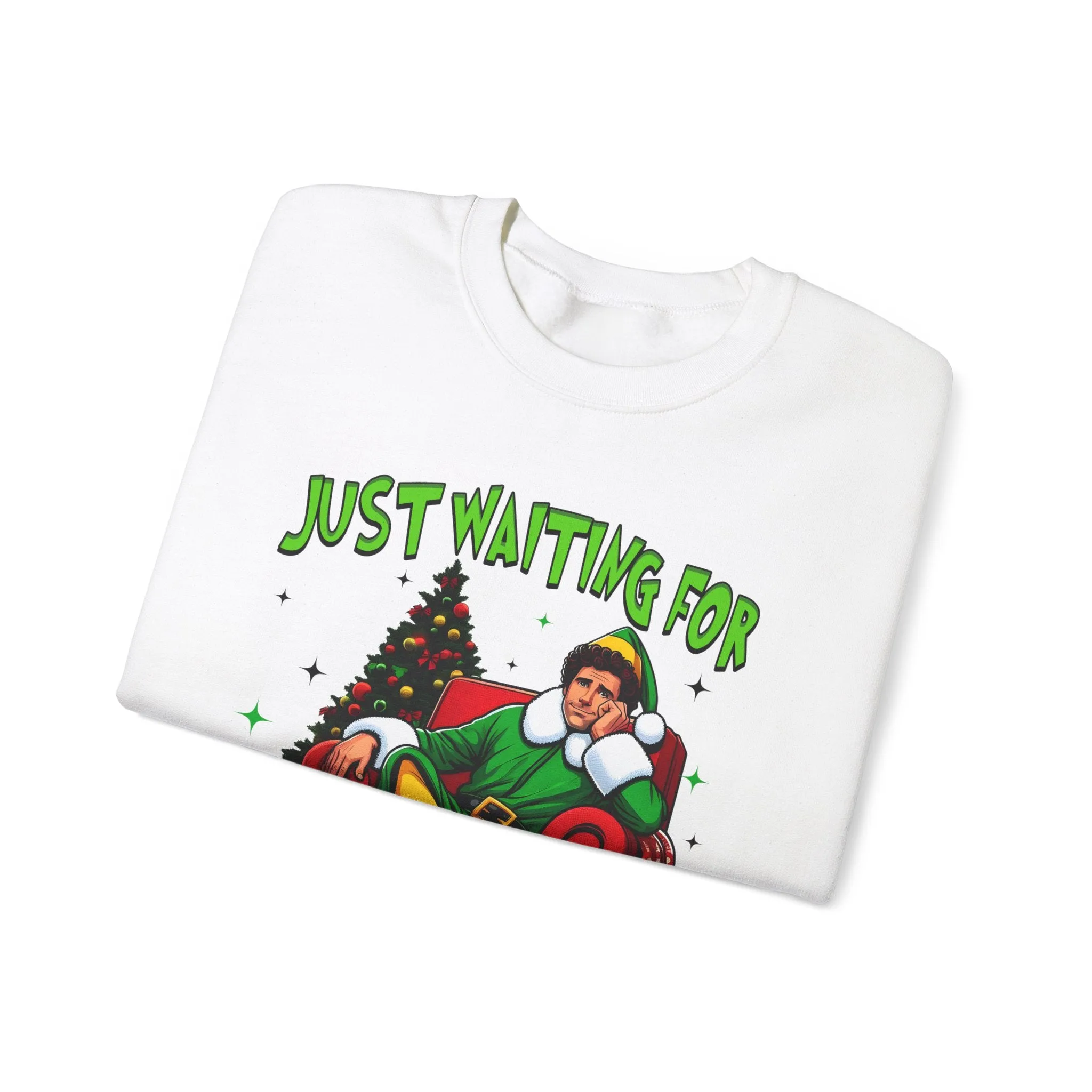 Just Waiting for Christmas Sweatshirt - Unisex Heavy Blend Crewneck for Holiday Cheer