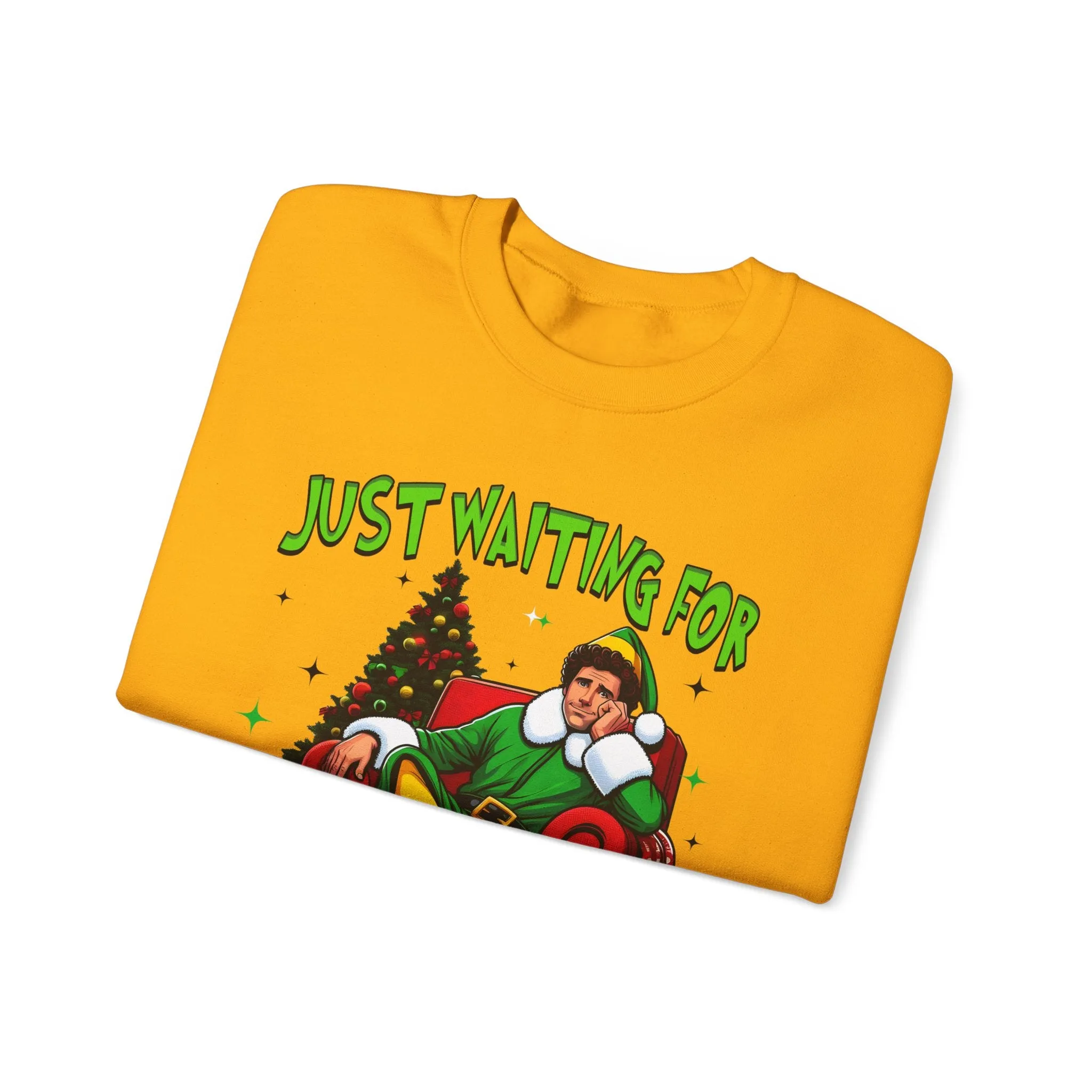 Just Waiting for Christmas Sweatshirt - Unisex Heavy Blend Crewneck for Holiday Cheer
