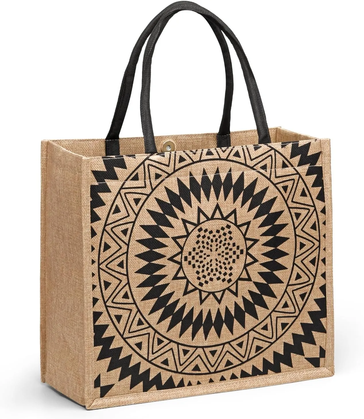 Jute Tote Bags for Women,14''x12'' Large Burlap Tote Bag with Laminated Interior and Soft Handles for Shopping Traveling