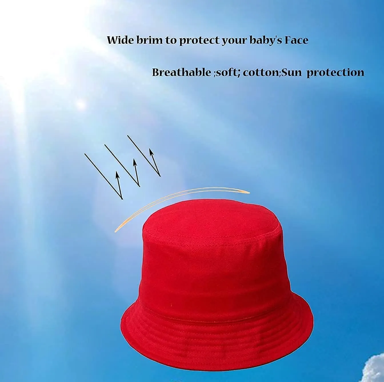 Kids 1-3T Sun Bucket Hats Toddler Anti-UV-Protection - Cotton Wide Brim Hats Fit for 52cm(20.5inches)