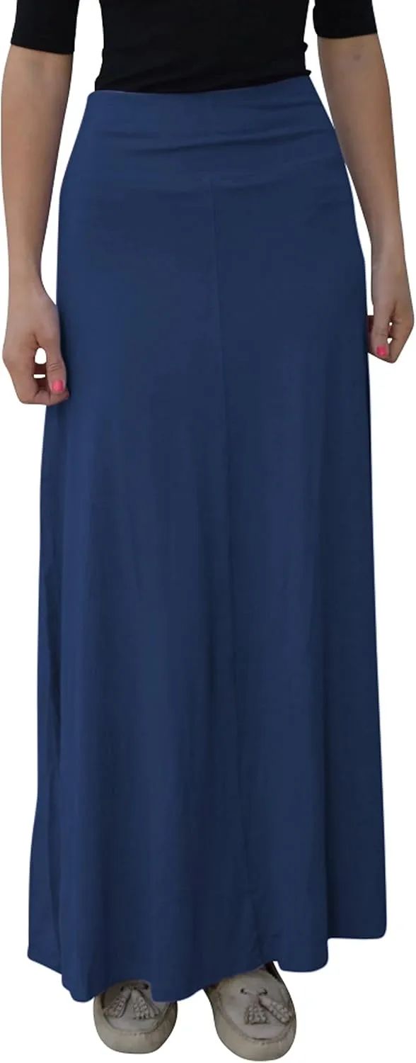 Kosher Casual Long Maxi Skirt with Fold Over Waist for Girls Kids